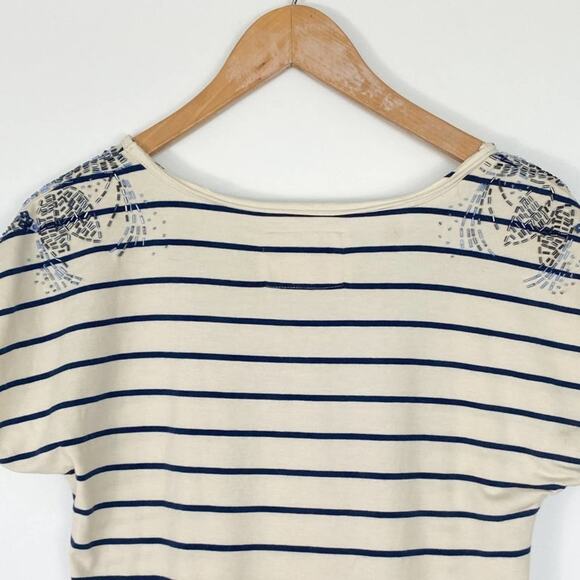 Forever 21 H81 Beaded Embellished Striped Knit T-Shirt Tee Shirt Dress - Picture 8 of 14